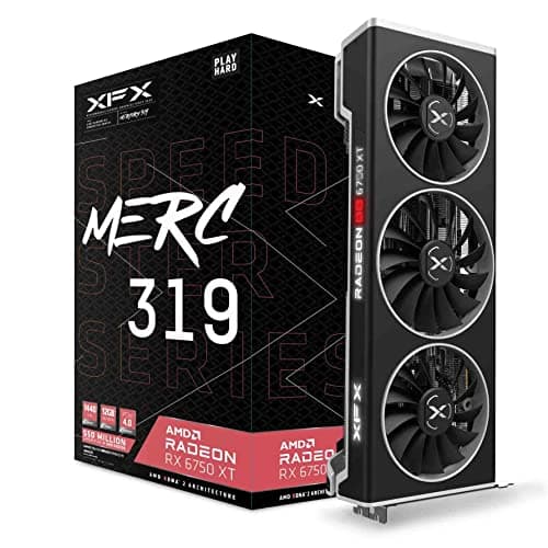 XFX Speedster MERC319 AMD Radeon RX 6750XT Black Gaming Graphics Card with 12GB GDDR6 HDMI 3xDP, AMD RDNA 2 RX-675XYTBDP image