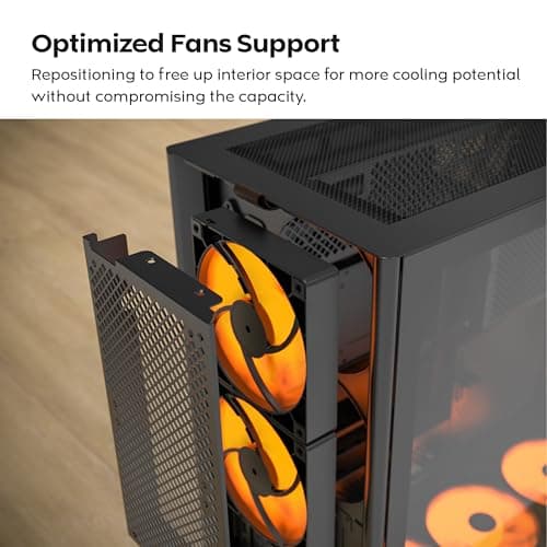 Montech HS01 PRO ATX Mid Tower Black Tempered Glass Side Panel with USB 3.2 Gen 2 Type-C and USB 3.2 Gen 1 Type-A image