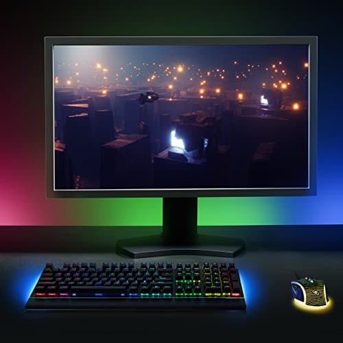 ROSEWILL Mechanical Gaming Keyboard, RGB Backlit Clicky Computer Mechanical Keyboard for PC, Laptop, Mac, Rainbow LED Modes with Side Backlight & Software Suite for Customization - Blue Switch image