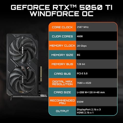 Gigabyte WINDFORCE OC Black GeForce RTX 5060 Ti 8GB GDDR7 Black image