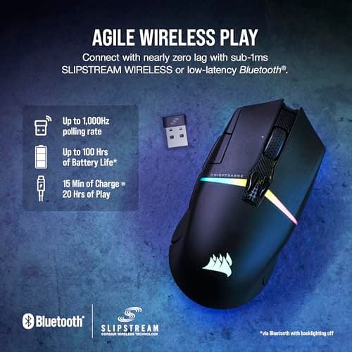 Corsair NIGHTSABRE RGB Wireless/Bluetooth/Wired Optical Gaming Mouse image
