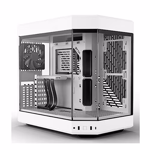 HYTE Y60 Modern Aesthetic Dual Chamber Panoramic Tempered Glass Mid-Tower ATX Computer Gaming Case with PCIe 4.0 Riser Cable Included, Snow White main image