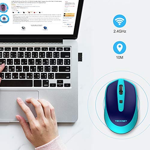 TECKNET Omni Small Portable 2.4G Wireless Optical Mouse with USB Nano Receiver for Laptop Computer, 18 Month Battery Life, 3 Adjustable DPI Levels: 2000/1500/1000 DPI image