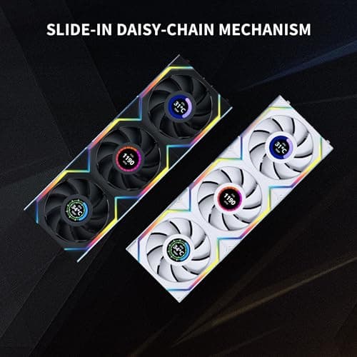 Lian Li UNI FAN SL 120mm White Addressable RGB PWM Wireless LCD 50.08 CFM 3-Pack image