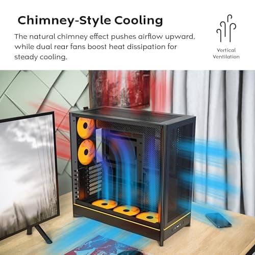 Montech HS01 ATX Mid Tower White with Tempered Glass Side Panel and USB 3.2 Gen 2 Type-C, USB 3.2 Gen 1 Type-A image