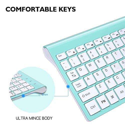 Wireless Keyboard Mouse Combo, Cimetech Compact Full Size Wireless Keyboard and Mouse Set 2.4G Ultra-Thin Sleek Design for Windows, Computer, Desktop, PC, Notebook, Laptop - (Turqouise) image