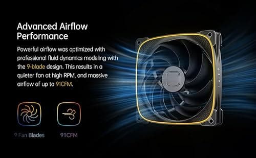 Geometric Future Squama 2503 140mm Black Addressable RGB PWM 91.15 CFM 3-Pack image