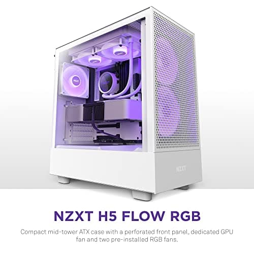 NZXT H5 Flow RGB (2023) ATX Mid Tower White Tempered Glass image