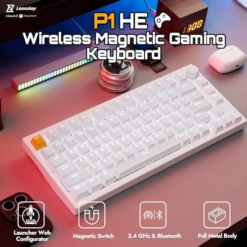 Keychron Lemokey P1 HE Knob RGB Wireless/Bluetooth Gateron Magnetic Nebula Gaming Keyboard image