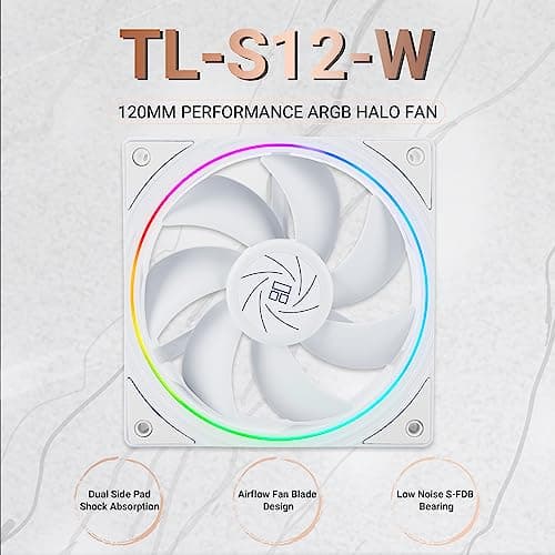 Thermalright TL-S12W 120mm White 47.6 CFM PWM Addressable RGB 1-Pack image