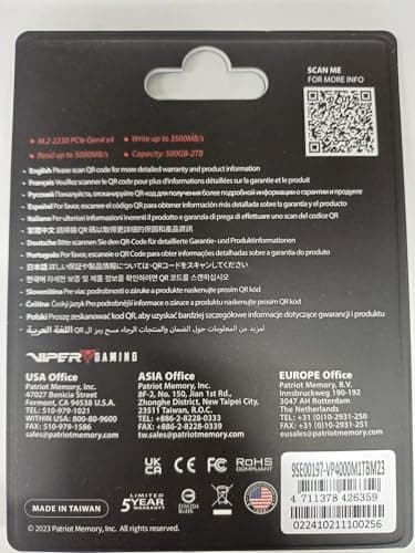 Patriot VP4000 Mini 1TB SSD M.2-2230 PCIe 4.0 x4 NVMe image