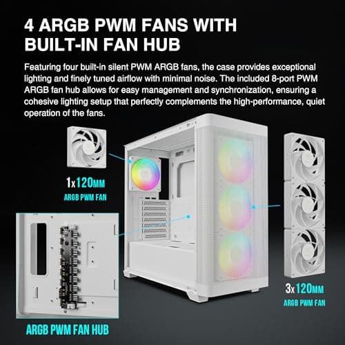 GAMDIAS ATHENA M3 ATX Mid Tower White Tempered Glass Side Panel image