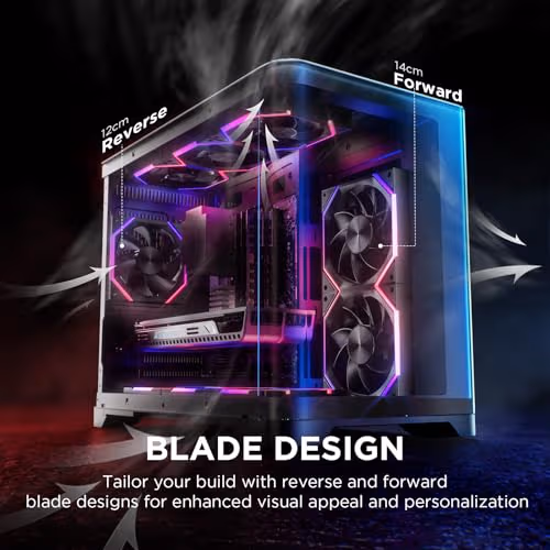 Asiahorse Nyota A14 140mm PC Case Fan – High-Efficiency Cooling Reverse Blade Black image