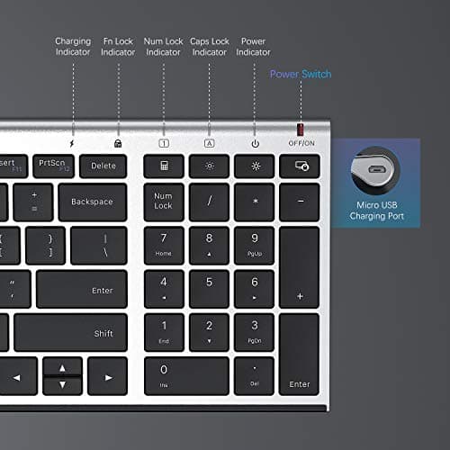 Rechargeable Wireless Keyboard Mouse Combo, Jelly Comb 2.4GHz Ultra Slim Compact Full Size Wireless Keyboard Mouse for Laptop, PC, Desktop Computer, Windows OS image