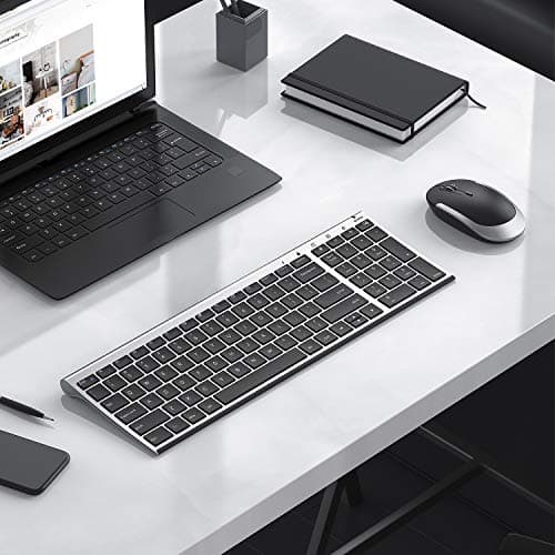 Rechargeable Wireless Keyboard Mouse Combo, Jelly Comb 2.4GHz Ultra Slim Compact Full Size Wireless Keyboard Mouse for Laptop, PC, Desktop Computer, Windows OS image