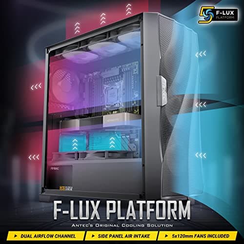 Antec DF700 FLUX ATX Mid Tower Black Tempered Glass Side Panel, USB 3.2 Gen 1 Type-A image