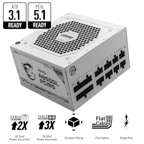 MSI MAG A850GL PCIE5 White 850W Fully Modular 80+ Gold ATX image