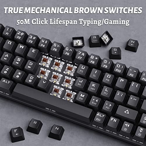 DIERYA Mechanical Gaming Keyboard 60% True RGB Backlit Bluetooth 4.0 Wired/Wireless LED Computer Keyboard for Multi-Device iPhone Android Mobile PC Laptop - Cherry MX Brown Equivalent Switch (DK-63) image