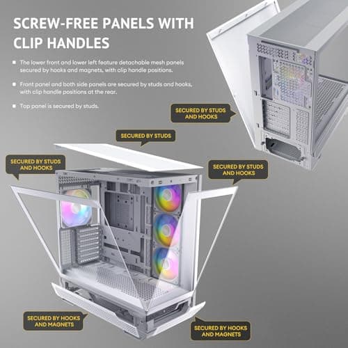 Antec C7 ATX Mid Tower White Tempered Glass Side Panel ARGB image