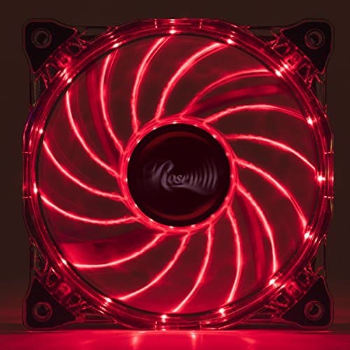 Rosewill RFA-80RL - 120mm CULLINAN Computer Case Cooling Fan with LP4 Adapter - Semi-Transparent Frame & Red LED Lights, Sleeve Bearing, Silent image