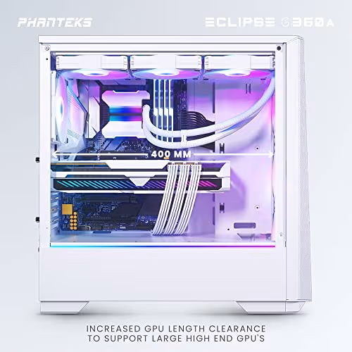 Phanteks Eclipse G360A ATX Mid Tower White Tempered Glass Side Panel image