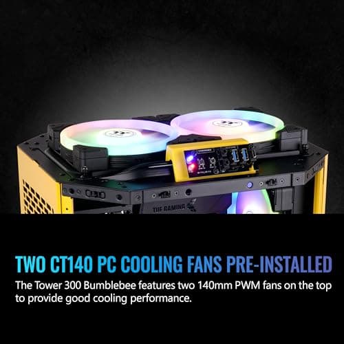 Thermaltake The Tower 300 MicroATX Mini Tower Tempered Glass Side Panel - Bumblebee image