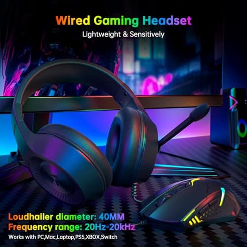 Redragon S101 Wired RGB Backlit Gaming Keyboard and Mouse, Gaming Mouse Pad, Gaming Headset Combo All in 1 PC Gamer Bundle for Windows PC - (Black) image