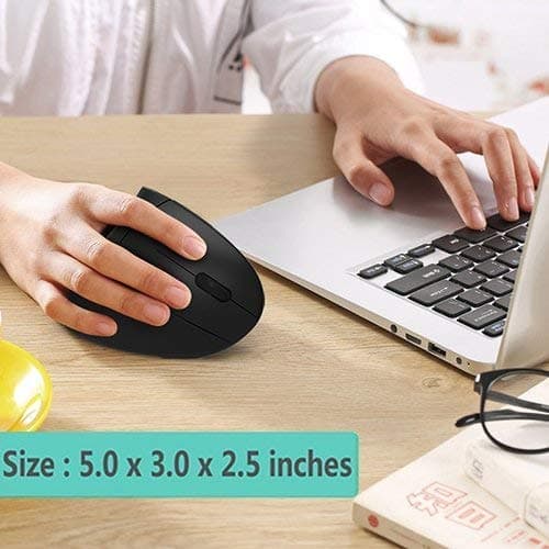 Ergonomic Mouse, Wireless Vertical Mouse, FIRSTMEMORY 2.4G Optical Ergonomic Vertical Mouse, 6 Buttons, 800/1200/1600 DPI for PC Mac Laptop Desktop (Ergonomic Mouse-Red DPI) image