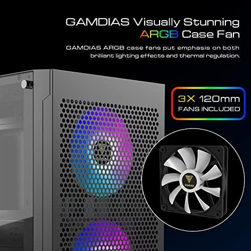 GAMDIAS TALOS E3 MESH ATX Mid Tower Black with Tempered Glass Side Panel image