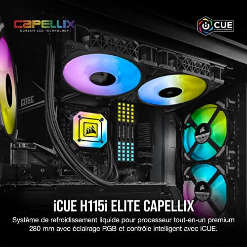 Corsair iCUE H115i ELITE CAPELLIX Water 280mm 97 CFM Black image