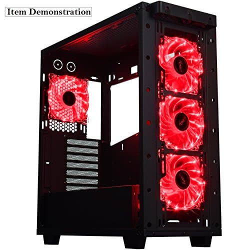 Rosewill RFA-80RL - 120mm CULLINAN Computer Case Cooling Fan with LP4 Adapter - Semi-Transparent Frame & Red LED Lights, Sleeve Bearing, Silent image