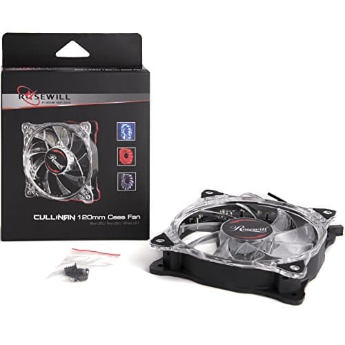 Rosewill RFA-80RL - 120mm CULLINAN Computer Case Cooling Fan with LP4 Adapter - Semi-Transparent Frame & Red LED Lights, Sleeve Bearing, Silent image