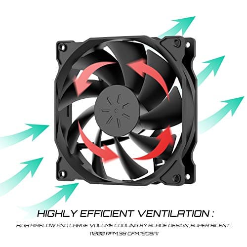 uphere 3-Pack Long Life Computer Case Fan 120mm Cooling Case Fan for Computer Cases Cooling image