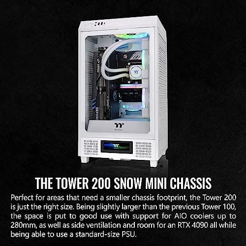 Thermaltake The Tower 200 Mini-ITX Tower White with Tempered Glass Side Panel and USB 3.2 Gen 2 Type-C image