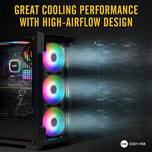EZDIY-FAB 120mm RGB LED Case Fan for PC Cases, CPU Cooling Fan, Water Cooling Fan, Addressable RGB Case Fan with Controller- 5 Pack image