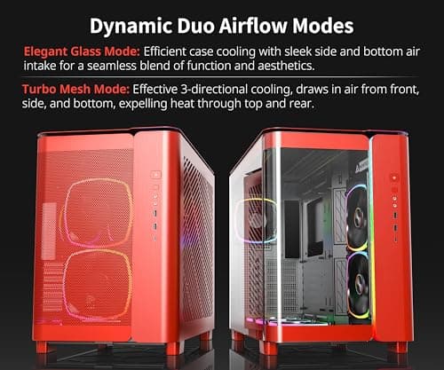 Montech KING 95 PRO ATX Mid Tower Red / Black Tempered Glass Side Panel with USB 3.2 Gen 2 Type-C and USB 3.2 Gen 1 Type-A image