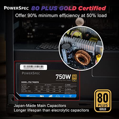 PowerSpec GFM Black ATX 750W Fully Modular 80+ Gold Certified image