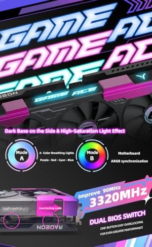 Yeston Radeon RX 9060 XT Game Ace 16GB GDDR6 Pink / Black image