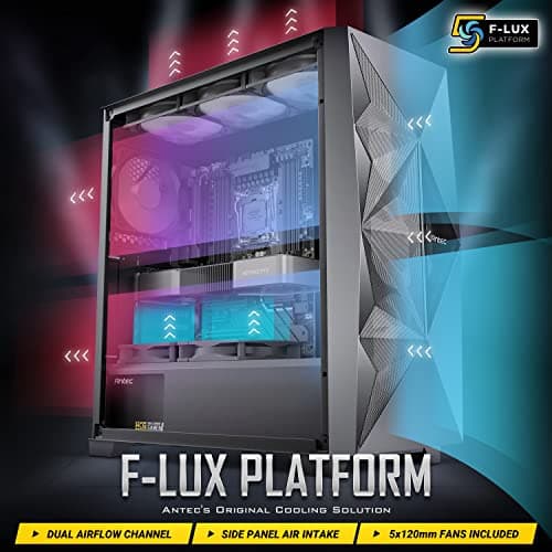 Antec Dark League DF800 FLUX ATX Mid Tower Black with Tempered Glass Side Panel and USB 3.2 Gen 1 Type-A image