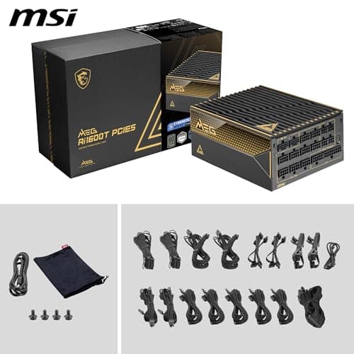 MSI MEG Ai-T PCIE5 Black / Gold 1600W Fully Modular 80+ Titanium Certified image