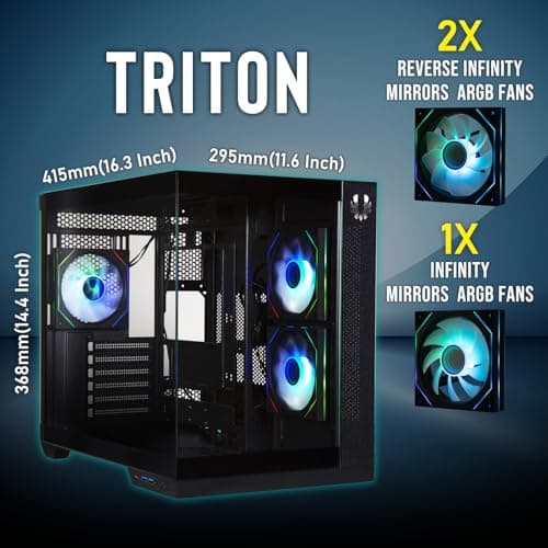 BitFenix TRITON ATX Mid Tower Black with Tempered Glass Side Panel and USB 3.2 Gen 2 Type-C, USB 3.2 Gen 1 Type-A image