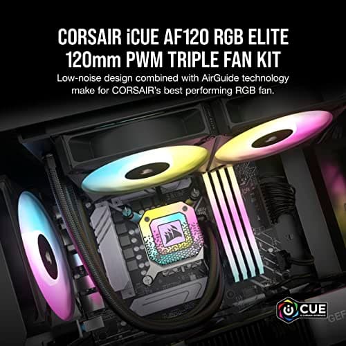Corsair iCUE AF120 RGB ELITE 120mm Black Addressable RGB PWM 3-Pack image