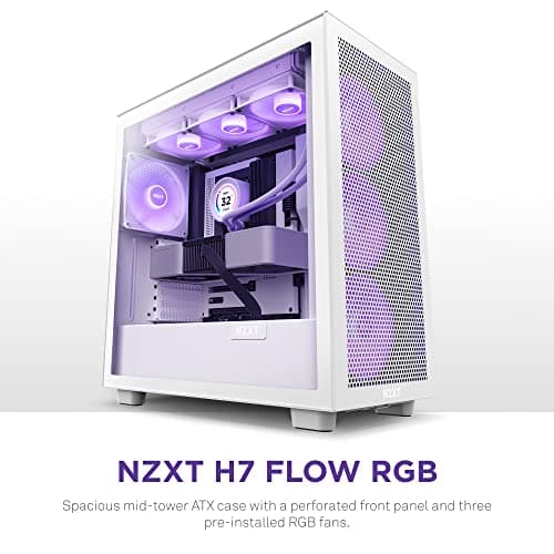 NZXT H7 Flow RGB (2023) ATX Mid Tower White Tempered Glass image
