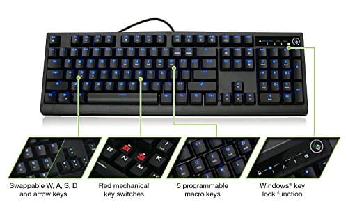 IOGEAR Kaliber Gaming MECHLITE Kailh Red Wired Standard Mechanical Gaming Keyboard image