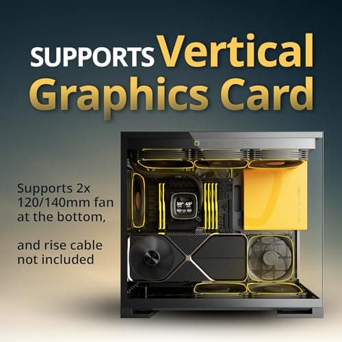 Geometric Future Model 5 ATX Mid Tower Black/Yellow Fanless, Tempered Glass Side Panel image