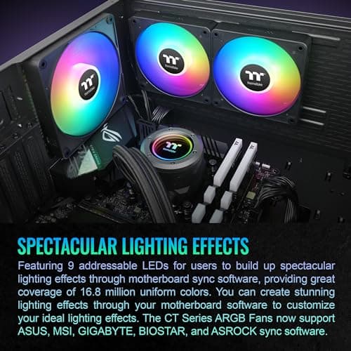 Thermaltake CT140 EX 140mm Black Addressable RGB Sync PWM 90.3 CFM 3-Pack image