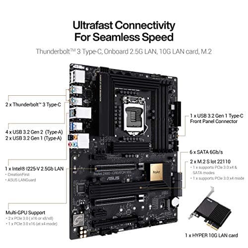 ASUS ProArt Z490-CREATOR 10G Intel Z490 LGA 1200 ATX Content Creation Motherboard image