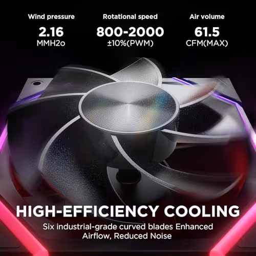 Asiahorse Nyota A14 140mm PC Case Fan – High-Efficiency Cooling Reverse Blade Black image