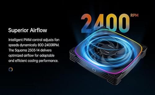 Geometric Future Squama 2503 140mm Black Addressable RGB PWM 91.15 CFM 3-Pack image