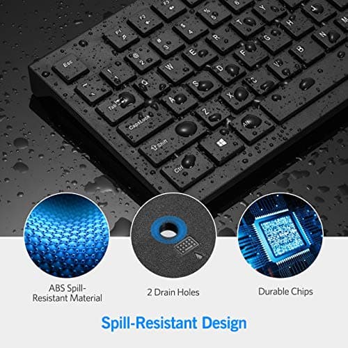 VicTsing Wired Keyboard Slim, Computer Keyboard USB Keyboard with Foldable Stand, Chiclet Keyboard for Windows 7/8/10/Vista, Mac/Laptop/Desktop-Black image